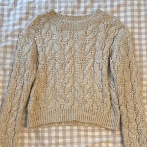 Cable Knit Crewneck Sweater - Cream